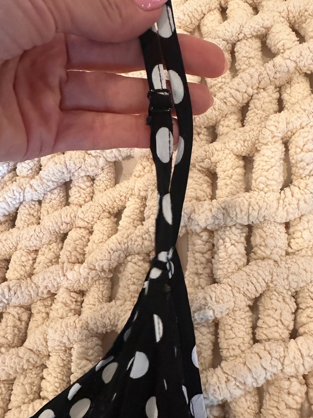 Polka Dot Spaghetti Strap Maxi Dress - Black & White - Picture 12 of 12